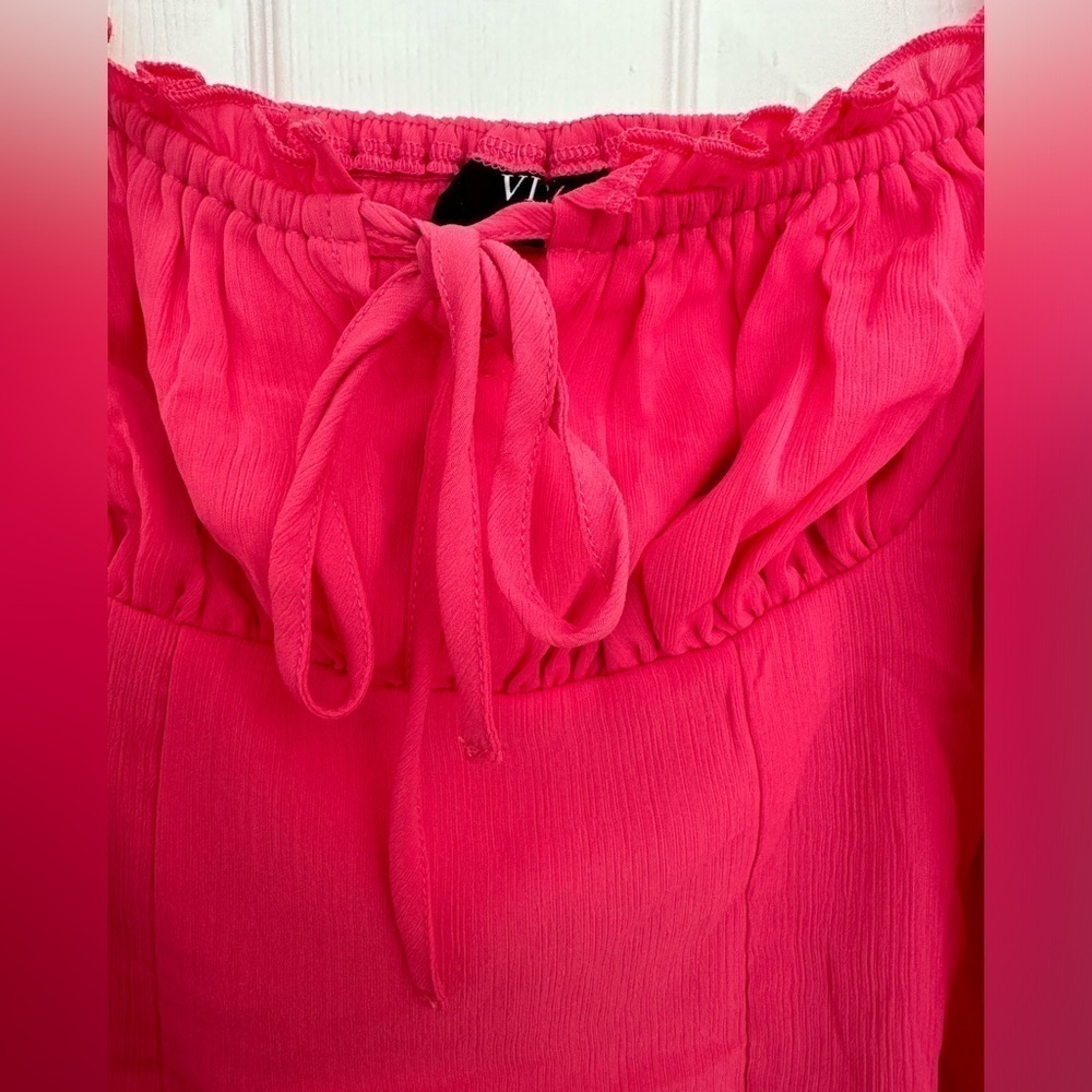 VICI Collection Julie Ruffle Shoulder Crop Top in Pink at Nordstrom, Size MEDIUM - Picture 3 of 11